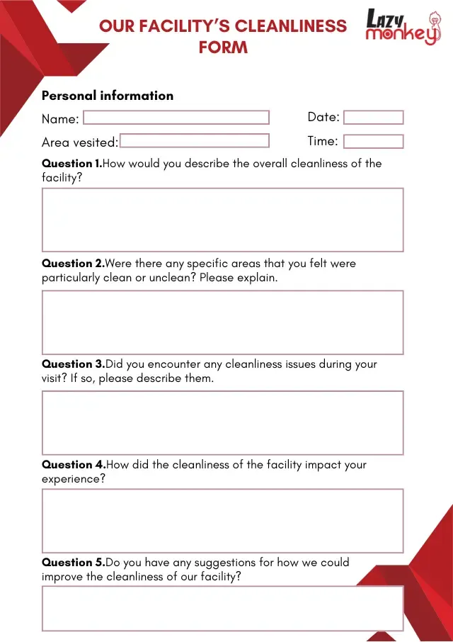 Facility Cleanliness Feedback Form