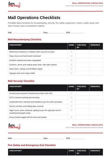 Cover of the Mall Operations Checklists