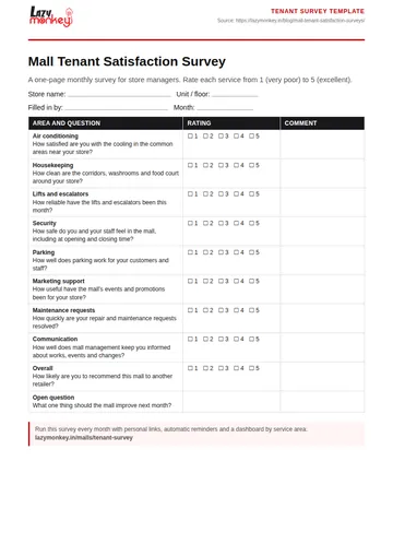 Cover of the Mall Tenant Satisfaction Survey Template