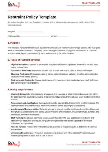 Cover of the Restraint and Narcotic Policy Templates