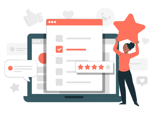 Customizable feedback survey form with checkboxes and star ratings