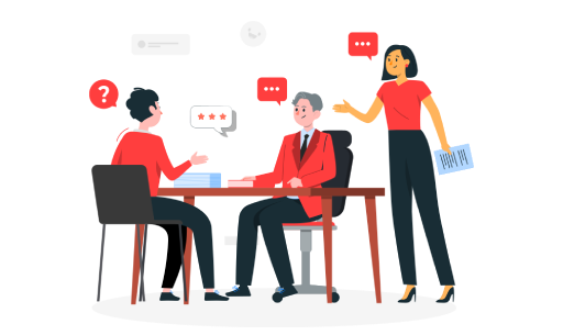 Government officials discussing citizen feedback at a meeting table