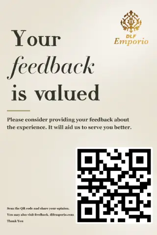 Feedback QR code poster at DLF Emporio, Vasant Kunj