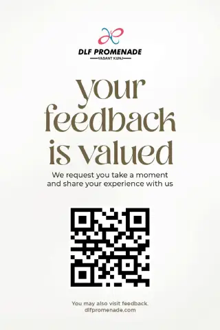 Feedback QR code poster at DLF Promenade mall